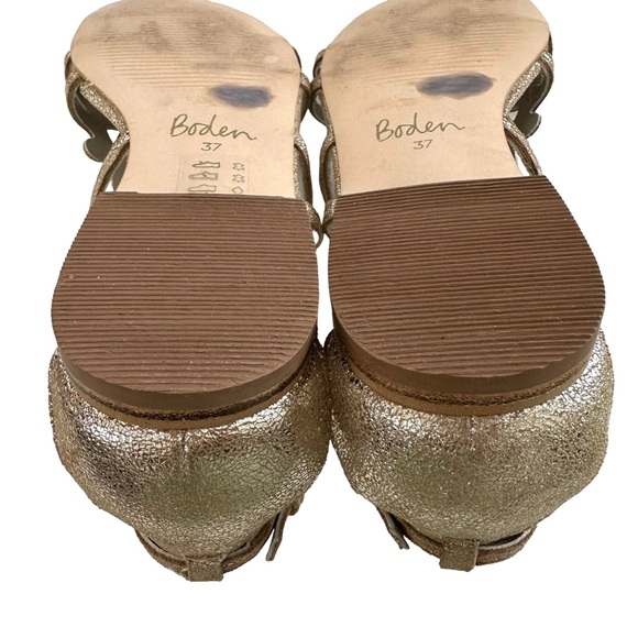 Boden Gold Metallic Leather Filigree Flat Thong Sandals Size 37/ US 6 - Picture 13 of 16